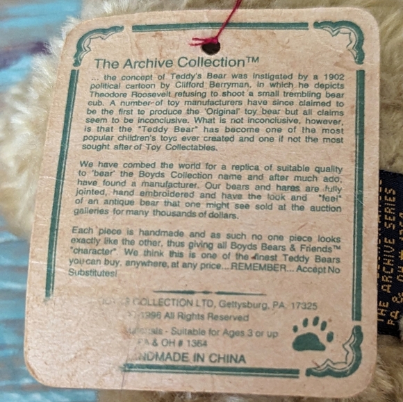 Boyds Bears "Artemus" Plush Teddy Bear 1003-08 - Picture 8 of 12